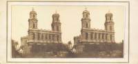 Paris - église Saint-Sulpice, surmontée de ses deux télégraphes Chappe.  La vue est inversée.  {%[Indexation sur stereotheque.fr]https://www.stereotheque.fr/result,14458-0%} (Paris - Saint-Sulpice church, with the Chappe telegraph on the towers. The view in inverted.) 