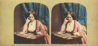 Femme qui joue au cartes, ou cartomancienne ?. Par Gaudin (Woman playing cards or fortuneteller ?) 