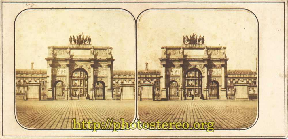 Paris - Les Tuileries et l'arc de triomphe du carrousel.  {%[Indexation sur stereotheque.fr]https://www.stereotheque.fr/result,14454-1%} (Paris - arch of the carrousel. and the Tuileries castle) 