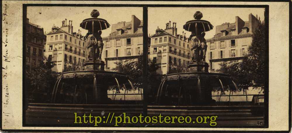 Paris - «13 - Fontaine de la place Louvois à Paris», par Louis Camille d'Olivier.  {%[Indexation sur stereotheque.fr]https://www.stereotheque.fr/result,14486-0%} (Paris - Louvois fountain.) 