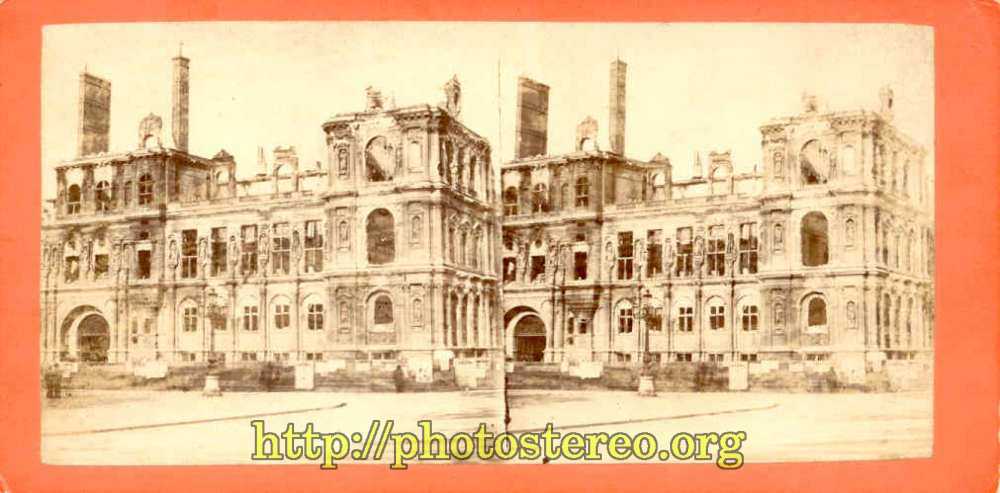 Paris - Commune de Paris. Ruines. L'Hôtel de ville    {%[Indexation sur stereotheque.fr]https://www.stereotheque.fr/result,13432-0%} (Paris - the uprising of Paris (1871). ruins. The town council) 