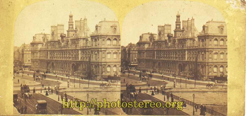 Paris - « Paris instantané. Hôtel de ville  vu du Pont d'Arcole»    {%[Indexation sur stereotheque.fr]https://www.stereotheque.fr/result,13445-0%} (Paris - snapshot. The town council from the Arcole bridge) 