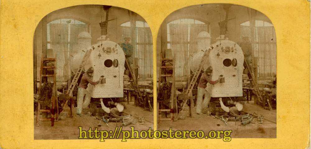 Atelier de fabrication de machines à vapeur. Locomotive (Steam engine workshop.) 