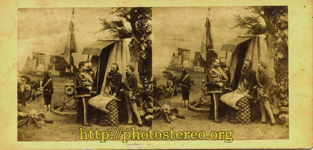 figurines modelées. 1859 - Campagne d'Italie. Réunion de l'état-major (Modeled characters. Italian Military Campaign: Staff Meeting.) 